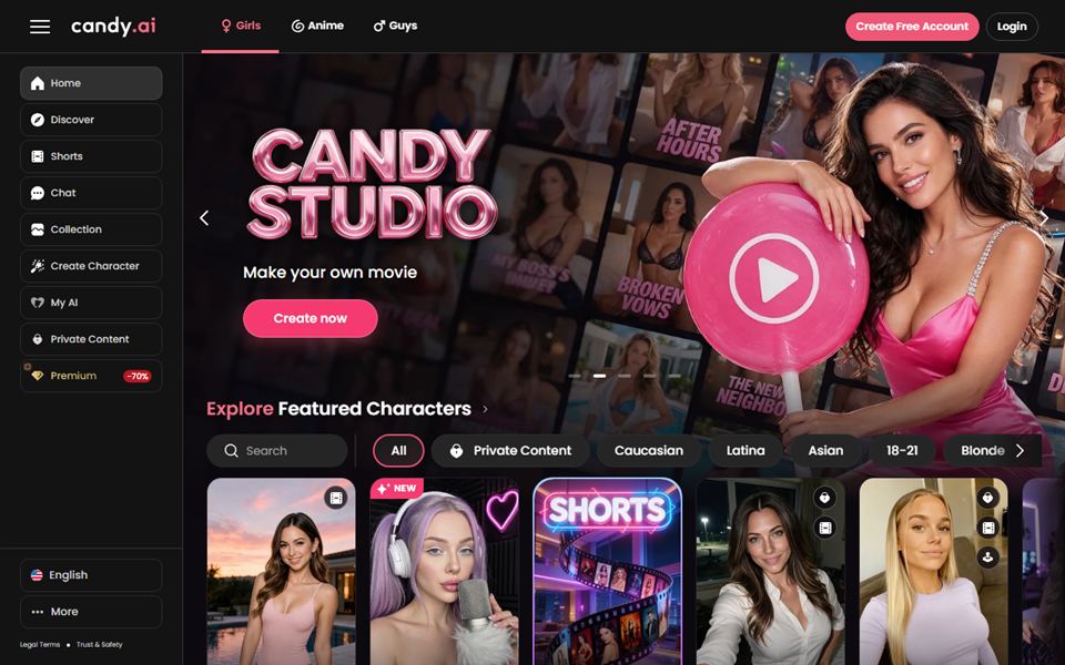 The Candy AI home page