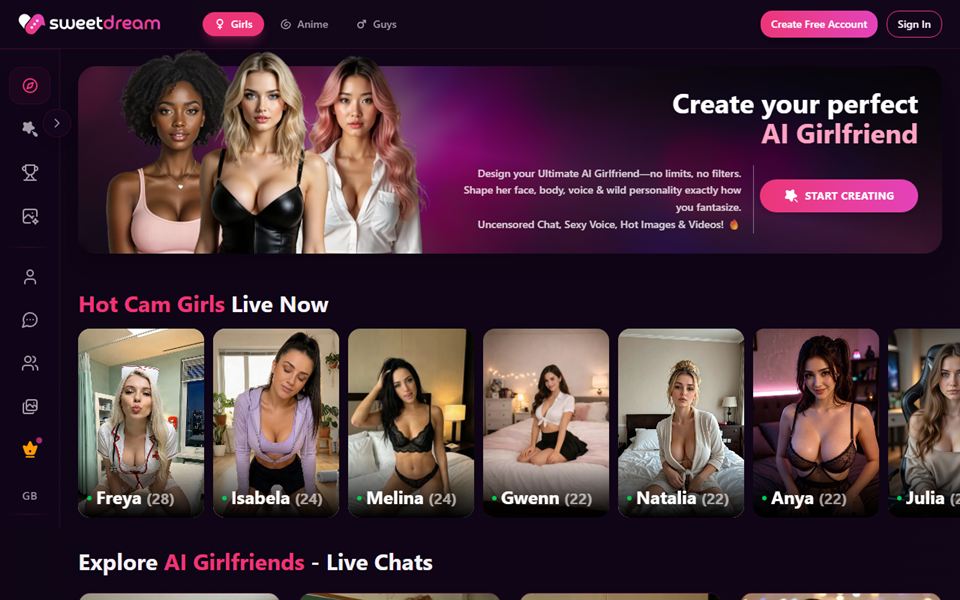 The SweetDream AI home page